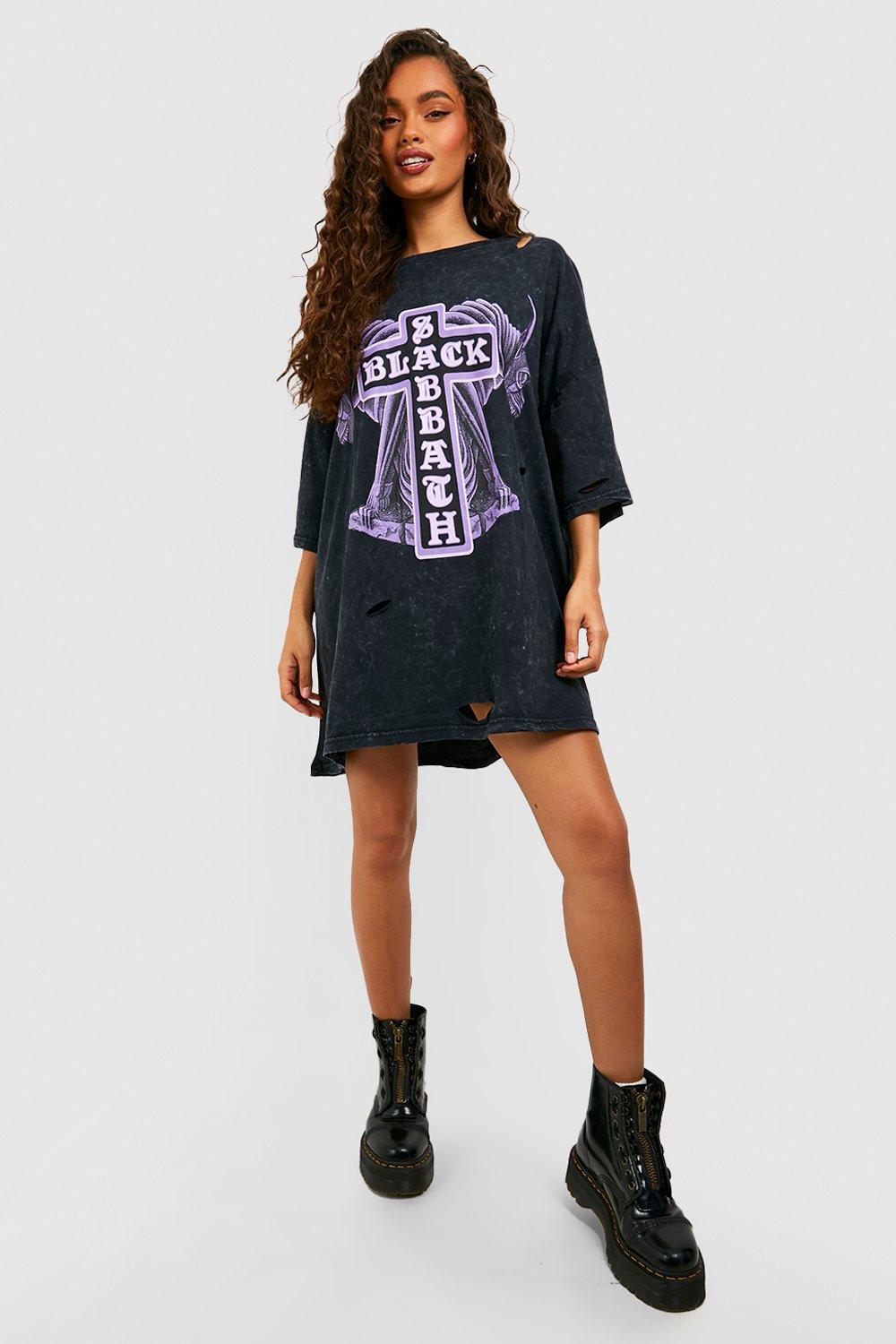 Black Sabbath Licence Distressed Reworked T shirt Dress